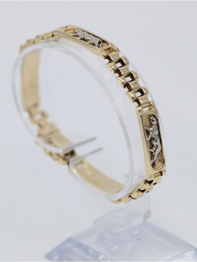 14k Two Tone Multi Color Gold Custom Jaguar Panther Lion Rolex Link Bracelet